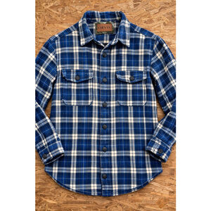 Men’s XL ORVIS Blue Plaid Flannel Shirt Jacket Gorp Heavy Outdoor Workwear